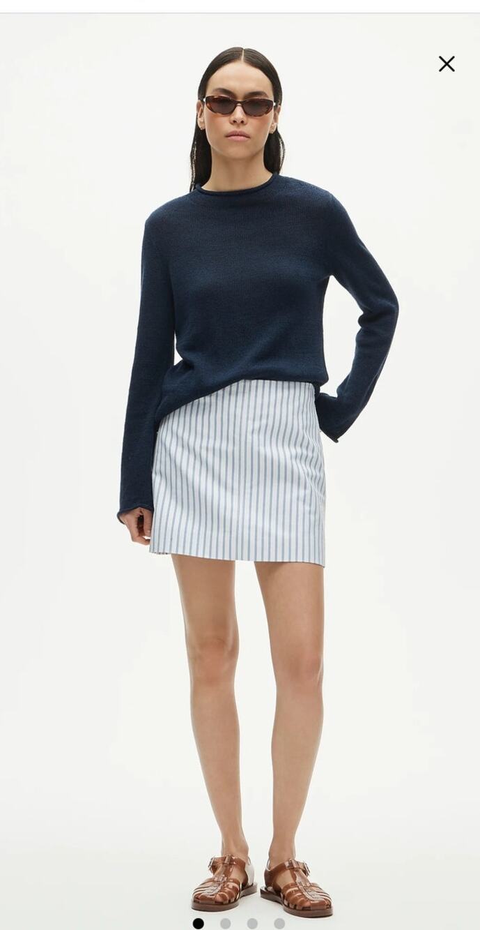 NWT J. Crew Fairfax Mini Skirt Striped Double Cotton Poplin White/Blue 6